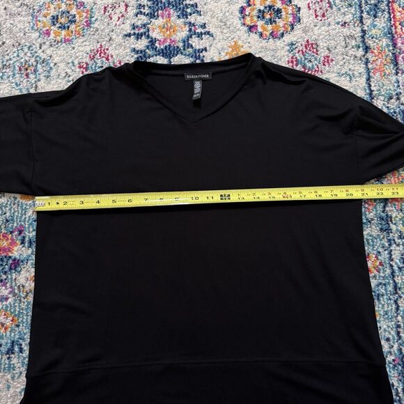 Eileen Fisher Womens Black V-Neck Box Top Size XXS Viscose Classic Minimal - Picture 4 of 6